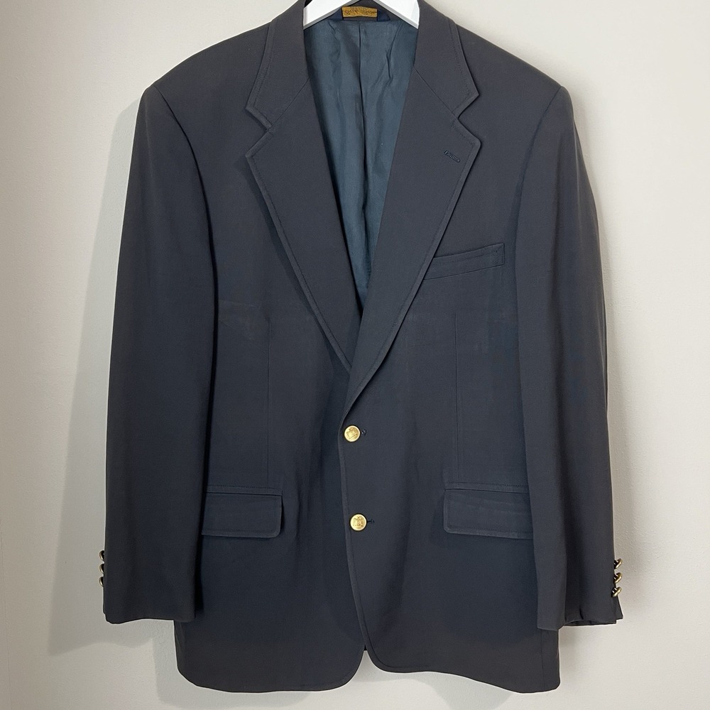 VTG Brooks‎ Brothers Blazer Men's Sz 42R Black Wool Union Made in USA Two Button